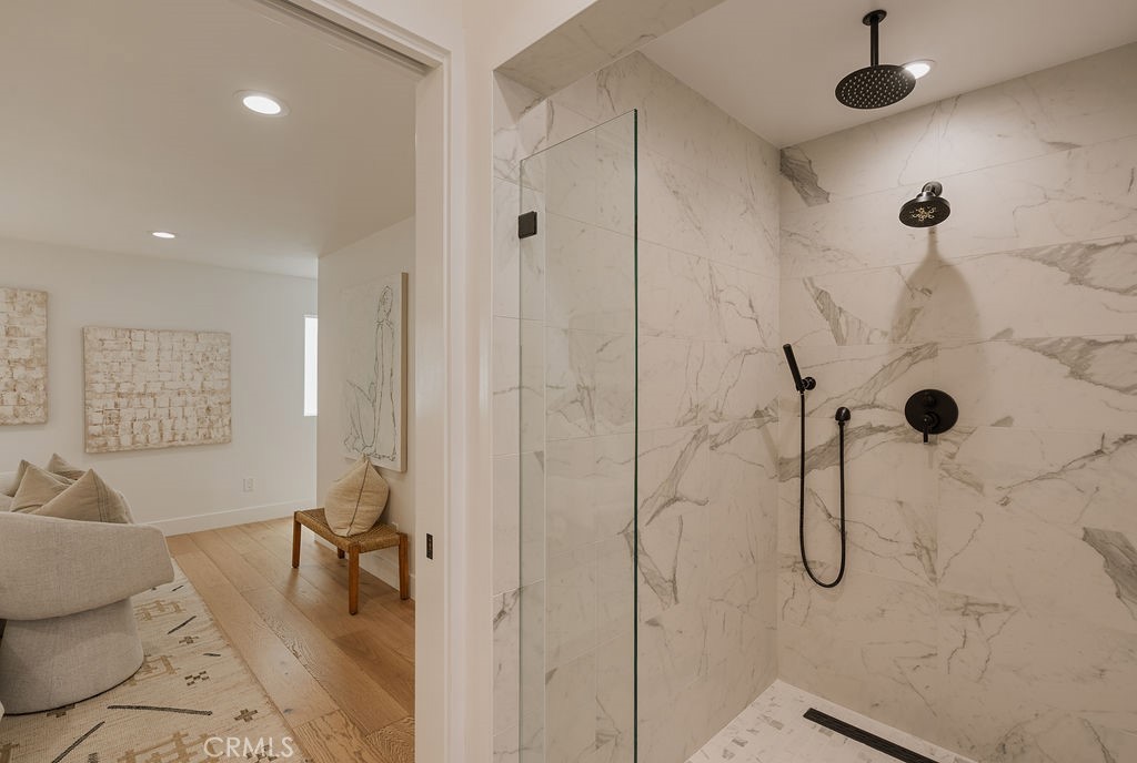 Full slab marble shower